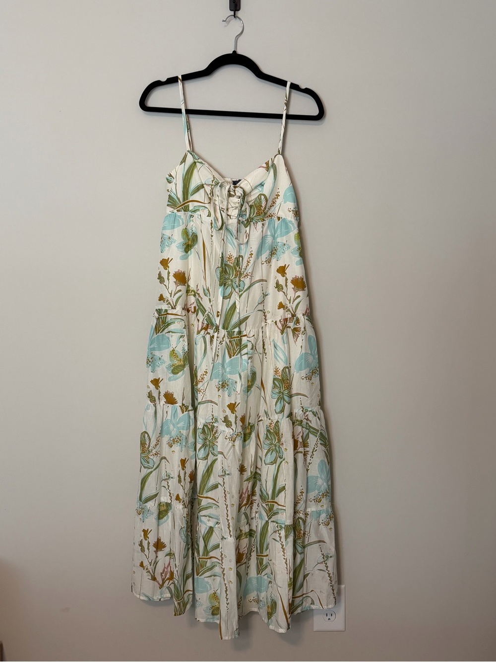 Vineyard Vines Wild Floral Stone Tie Front Maxi Dress M Cotton Silk NWOT